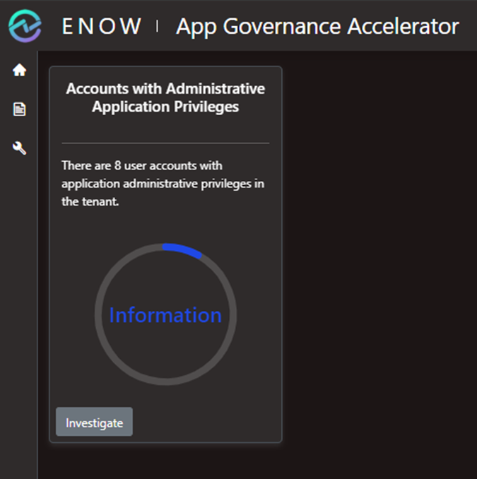 Figure 8 - Accounts with Administrative Application Privileges report in App Governance Accelerator