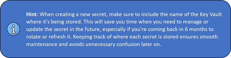 Hint - Azure Key Vault