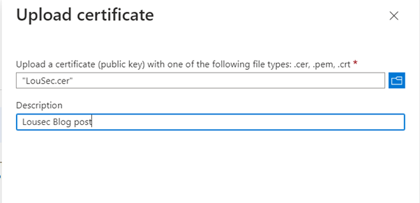 Uploading the Certificate in the Microsoft Entra Portal